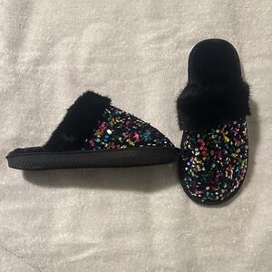 Sequin Fur Slippers